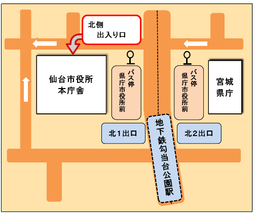 仙台市役所周辺の地図
